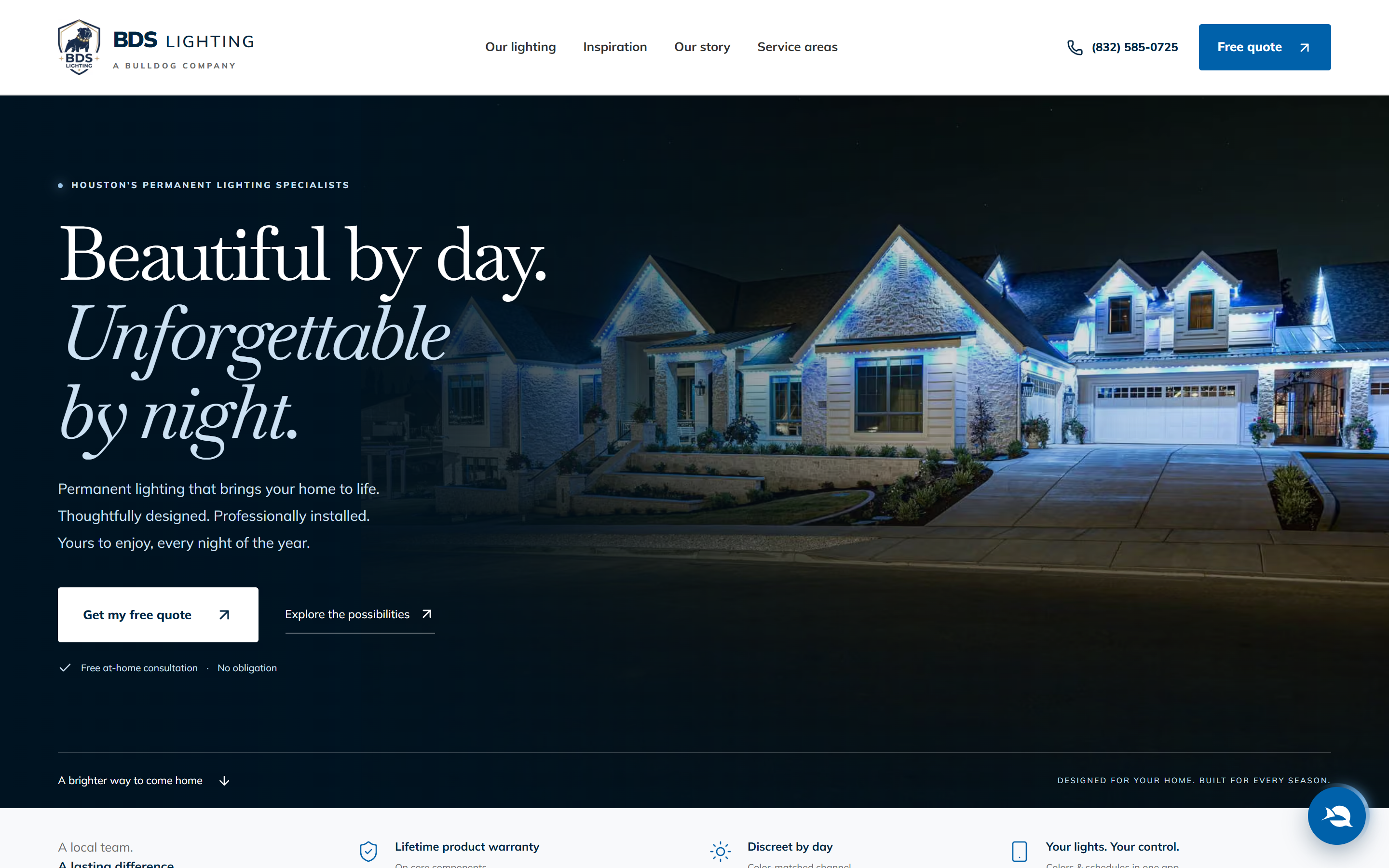 BDS Lighting homepage screenshot