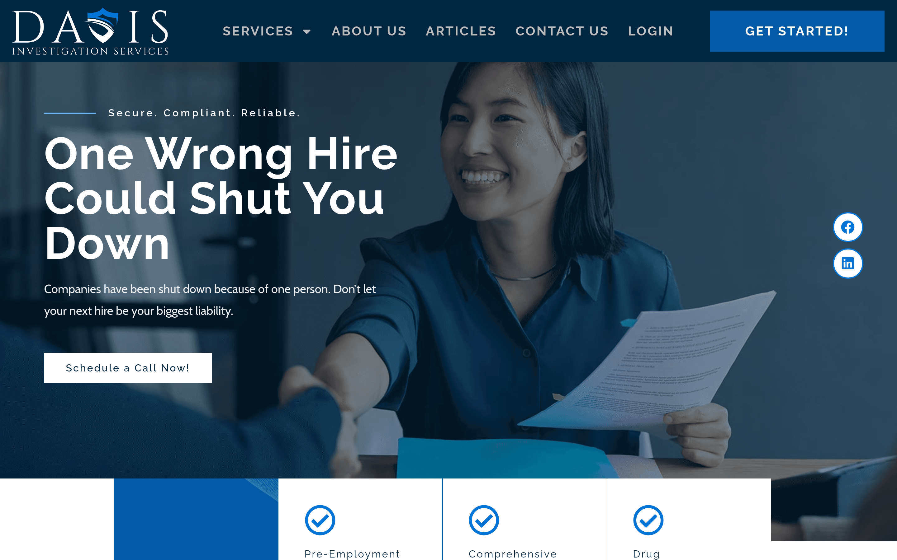 Davis Investigation Services homepage screenshot