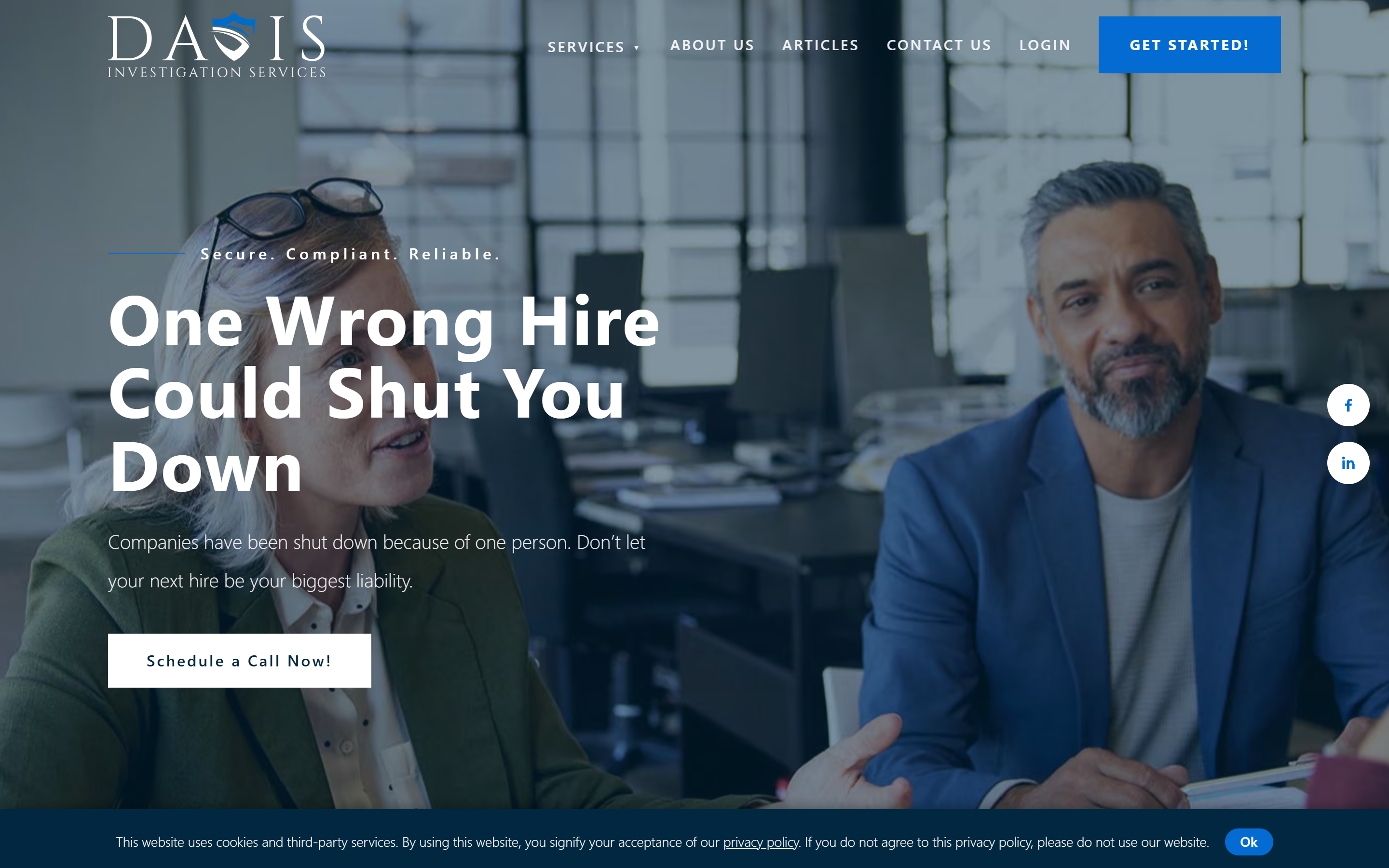Davis Investigation Services homepage screenshot