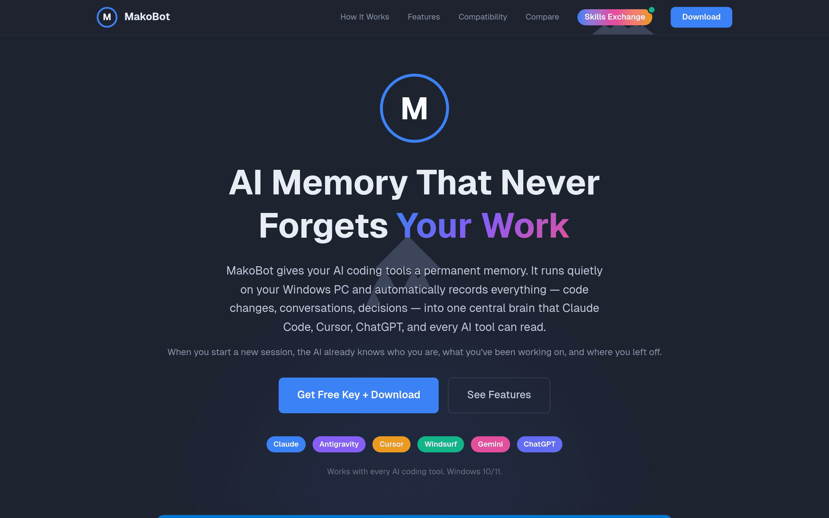 MakoBot homepage screenshot