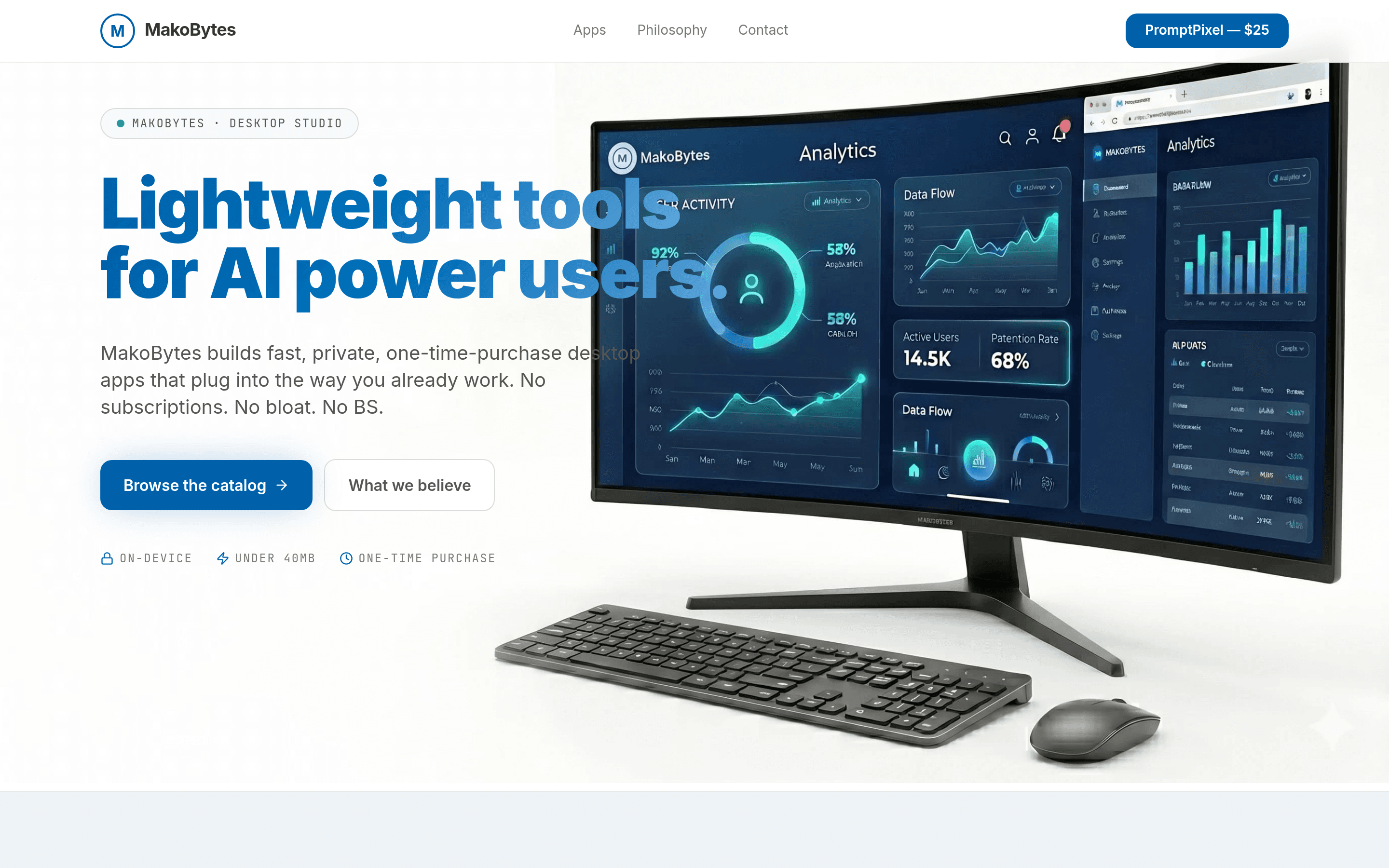 MakoBytes homepage screenshot